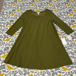 Leith Dark Olive Crepe Trapeze Dress NWT Size M